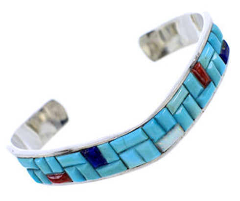Multicolor Southwest Turquoise Sterling Silver Cuff Bracelet PS71169
